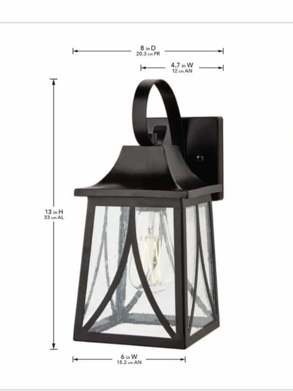 New Hampton Bay Drackert Small Exterior Wall Lantern in Flat Black